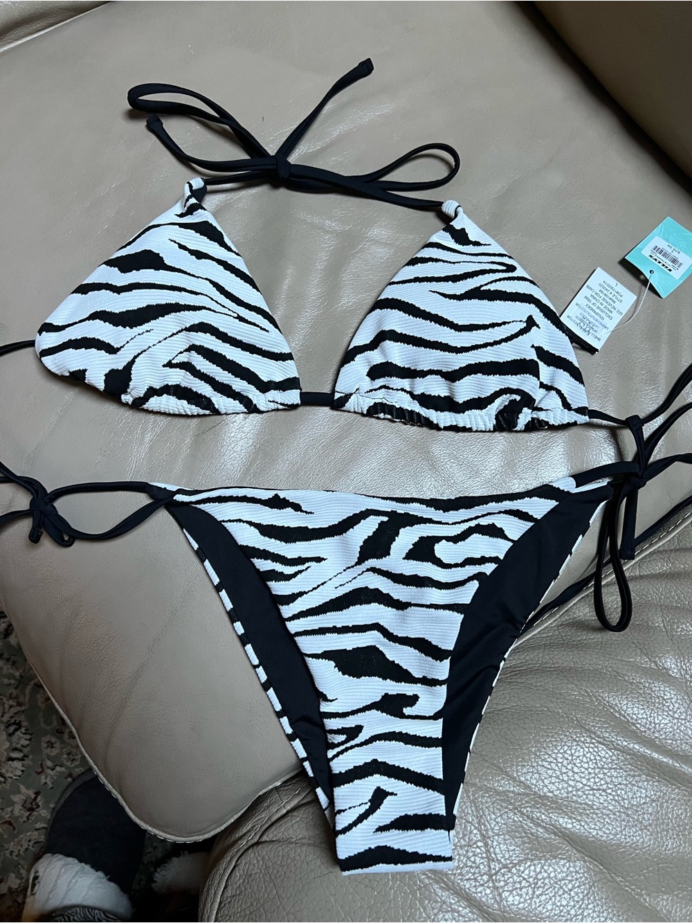 Tilly's Black and White Zebra Print String Bikini